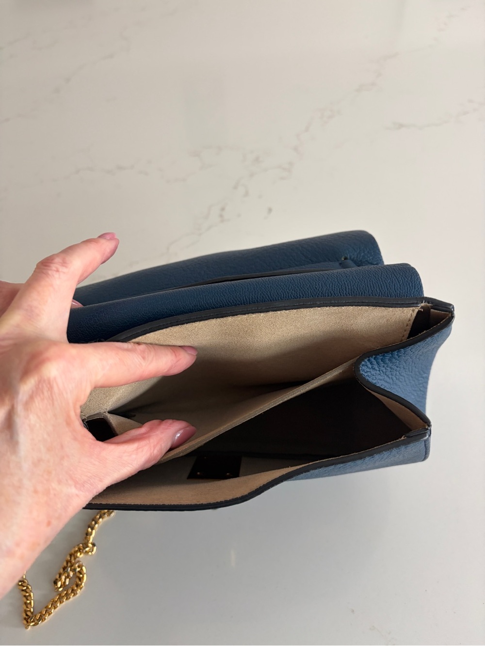 Chloé Drew Medium Blue Leather Shoulder Crossbody Bag Gold Hardware. With COA - Picture 15 of 15